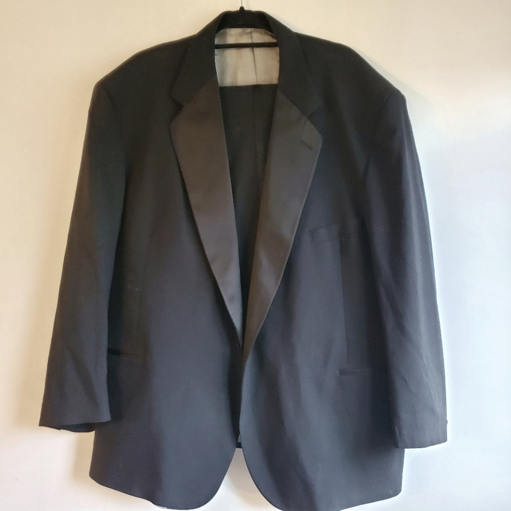GEOFFREY BEENE TUXEDO SUIT MEN'S BLACK SIZE JACKET 50S WAIST 50" INSEAM 30.5"